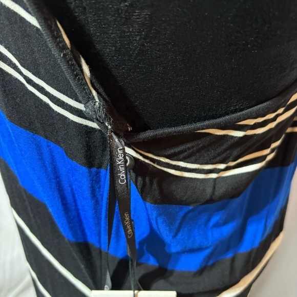 BOGO Calvin Klein Black/White/Blue Racerback Maxi Dress Size 12 - Picture 6 of 7